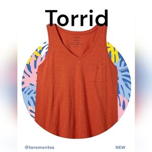 NEW! Torrid  POCKET HERITAGE SLUB V-NECK TANK Sz 1X